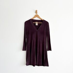 Anthropologie Dolan Left Coast long sleeve swing dress Plum Purple Petite Small